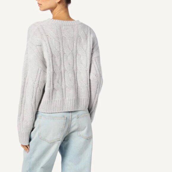 Sablyn Tristan Crewneck Cable Cashmere Pullover - Foggy - Picture 2 of 8